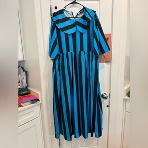 DRESSED IN LALA Striped Blue and Black Women's Dress